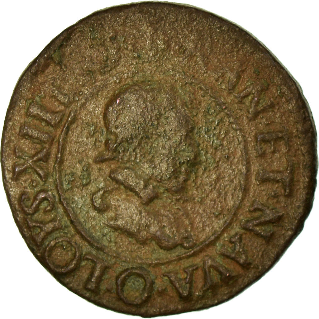 Coin, France, Louis XIII, Double Tournois, 1624, Riom, VF(20-25), Copper