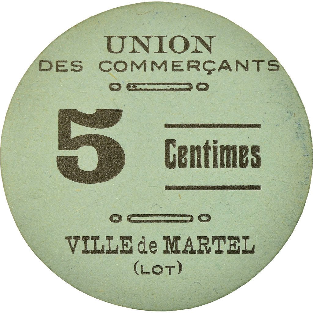Coin, France, Union des Commerçants, Martel, 5 Centimes, AU(55-58), Cardboard