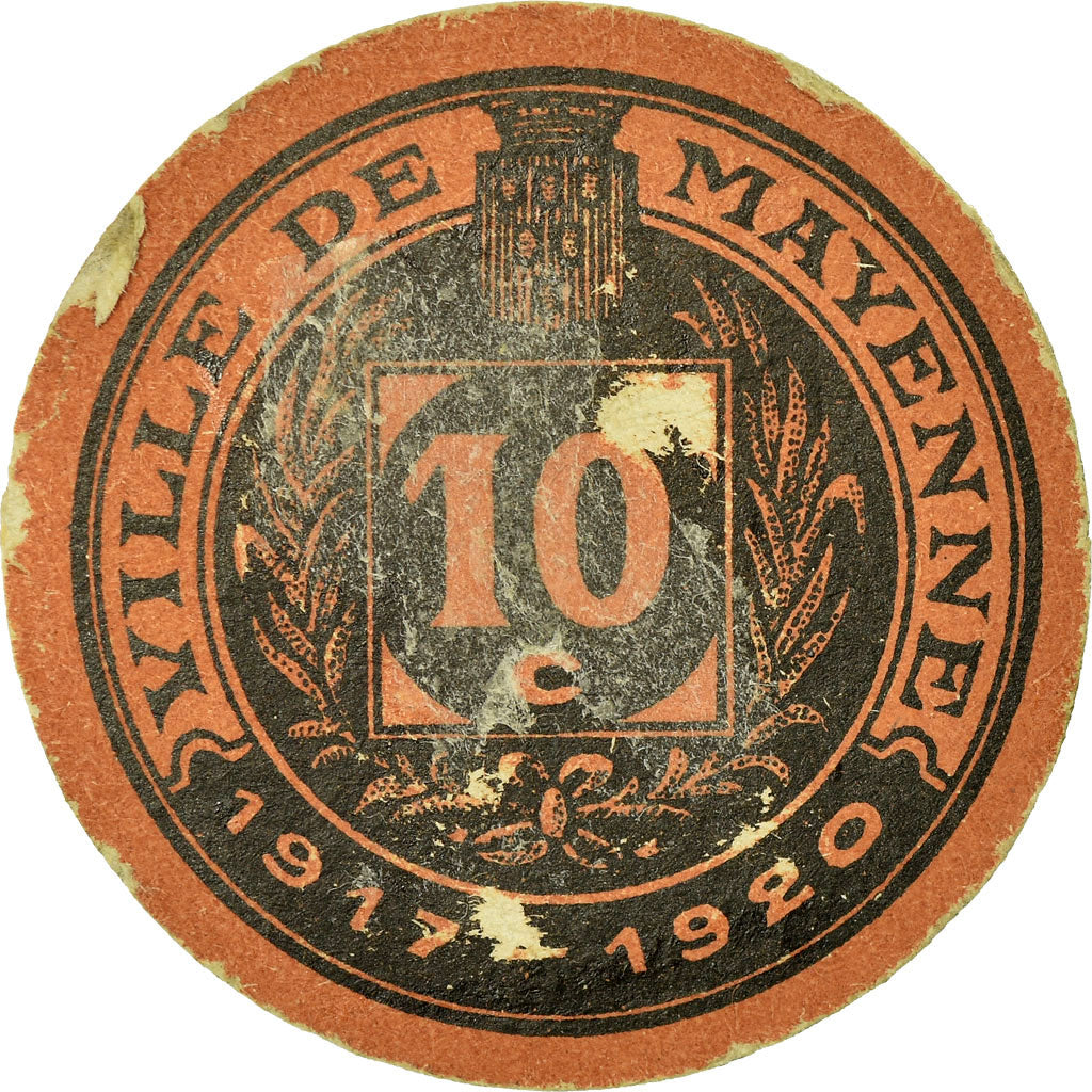 Moneta, Francia, Ville de Mayenne, Mayenne, 10 Centimes, 1917-20, BB, Cardboard