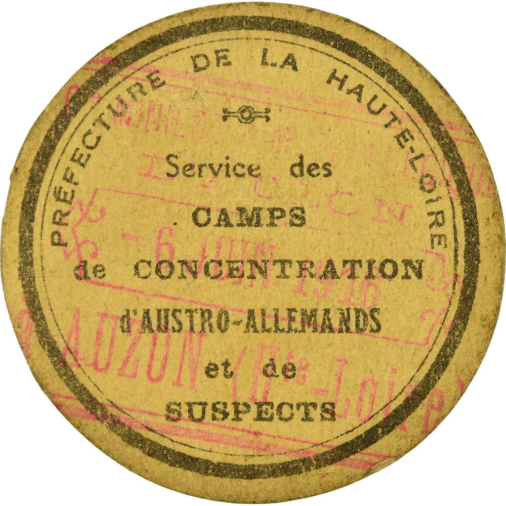 Coin, France, Service des Camps de Concentration, Auzon, 10 Centimes, 1916