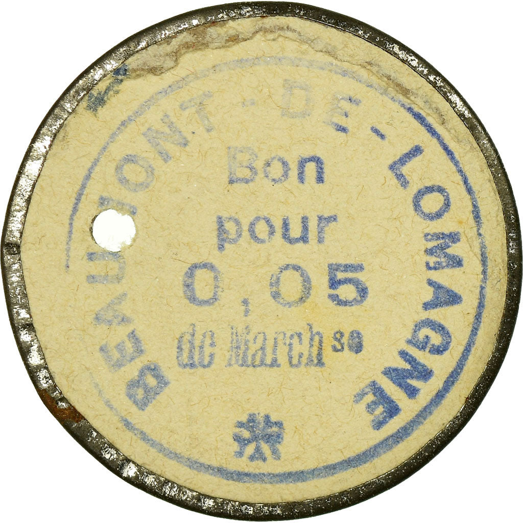 Coin, France, Beaumont-de-Lomagne, 0.05 Franc, AU(50-53), Metal hooped cardboard