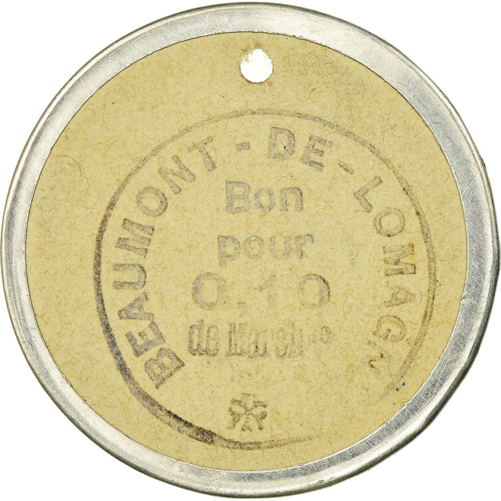 Coin, France, Beaumont-de-Lomagne, 0.10 Franc, AU(55-58), Metal hooped cardboard