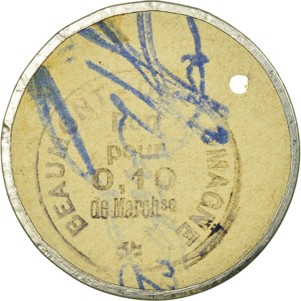 Coin, France, Beaumont-de-Lomagne, 0.10 Franc, AU(55-58), Metal hooped cardboard