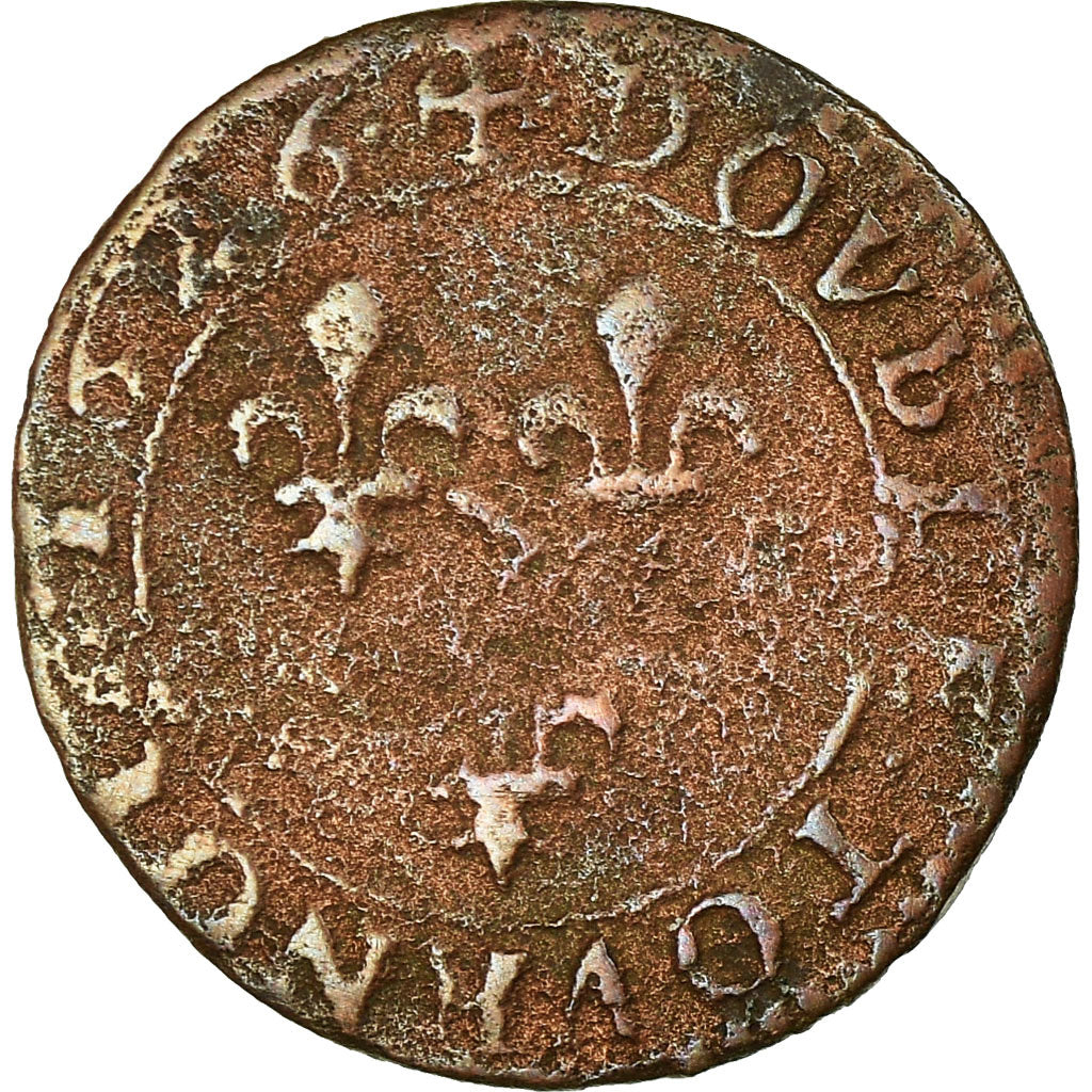 Coin, France, Marie de Montpensier, Double Tournois, 1626, Trévoux, VF(20-25)