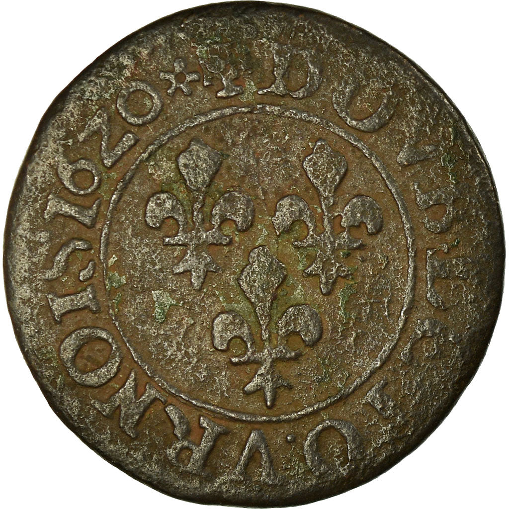 Moneta, Francja, Louis XIII, Double Tournois, 1620, St André Villeneuve les