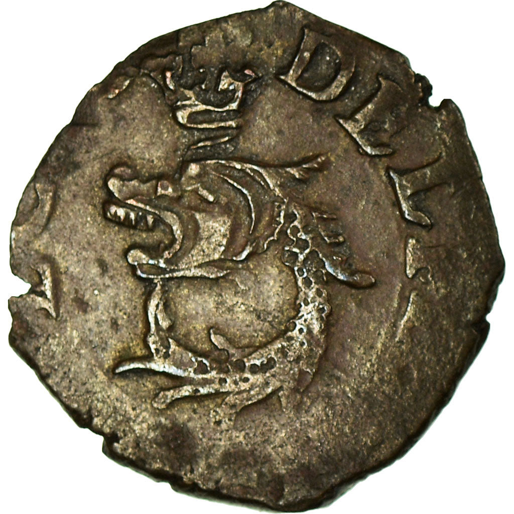 Münze, Italien, Delfino Tizzone, Liard au dauphin, 1583, Desana, SS, Billon