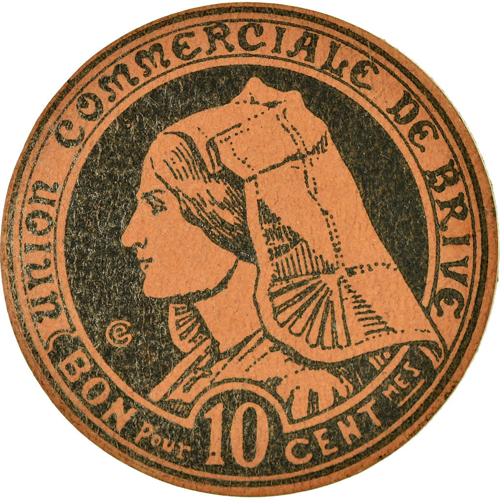 Coin, France, Union commerciale de Brive, Brive, 10 Centimes, 1917, AU(55-58)