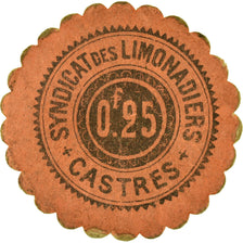 Moeda, França, Syndicat des Limonadiers, Castres, 0.25 Franc, VF(30-35)