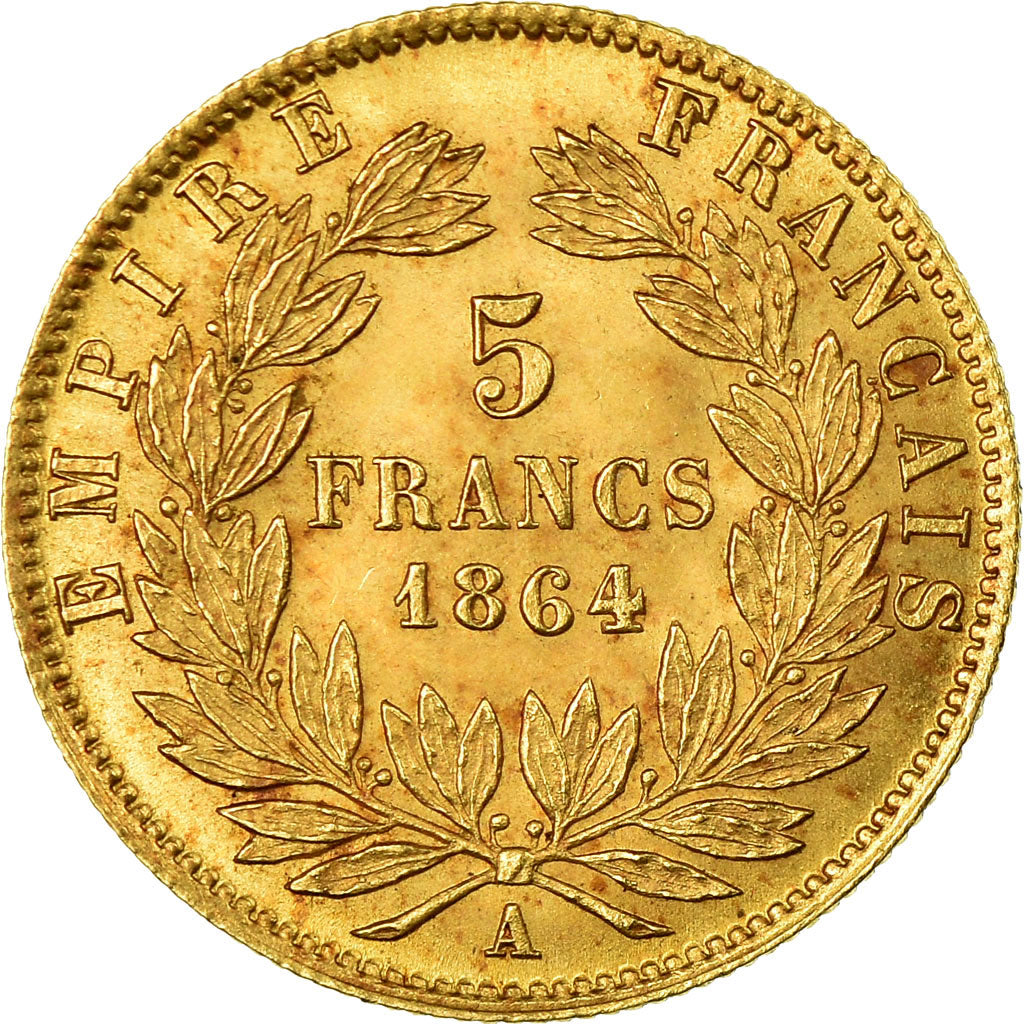 Münze, Frankreich, Napoleon III, 5 Francs, 1864, Paris, SS, Gold, KM:803.1