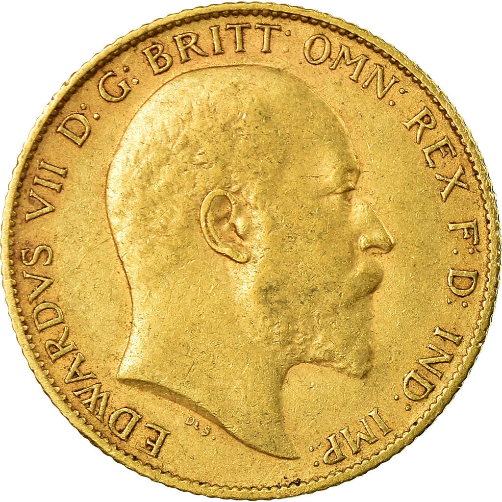 Coin, Great Britain, Edward VII, 1/2 Sovereign, 1907, EF(40-45), Gold, KM:804