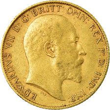 Coin, Great Britain, Edward VII, 1/2 Sovereign, 1907, EF(40-45), Gold, KM:804