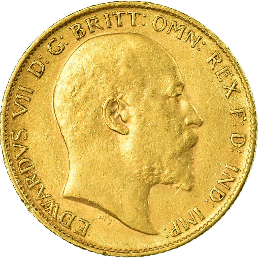 Coin, Great Britain, Edward VII, 1/2 Sovereign, 1910, EF(40-45), Gold, KM:804