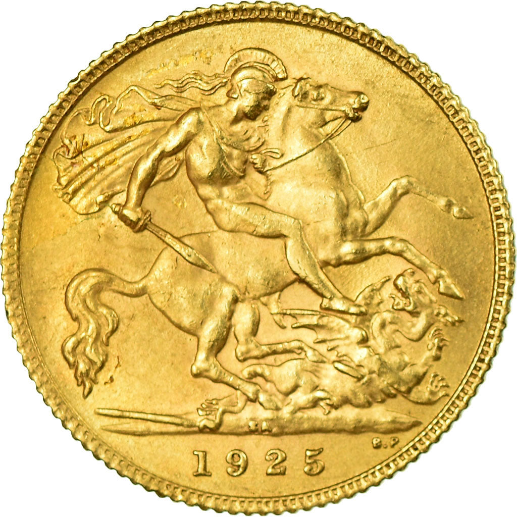 Coin, South Africa, George V, 1/2 Sovereign, 1925, AU(55-58), Gold, KM:20