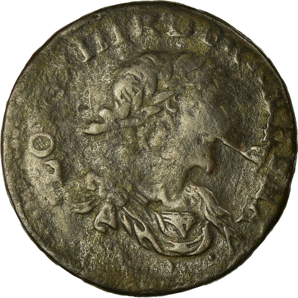 Moneda, Francia, Louis XIII, Double Tournois, 1637, BC+, Cobre, CGKL:512