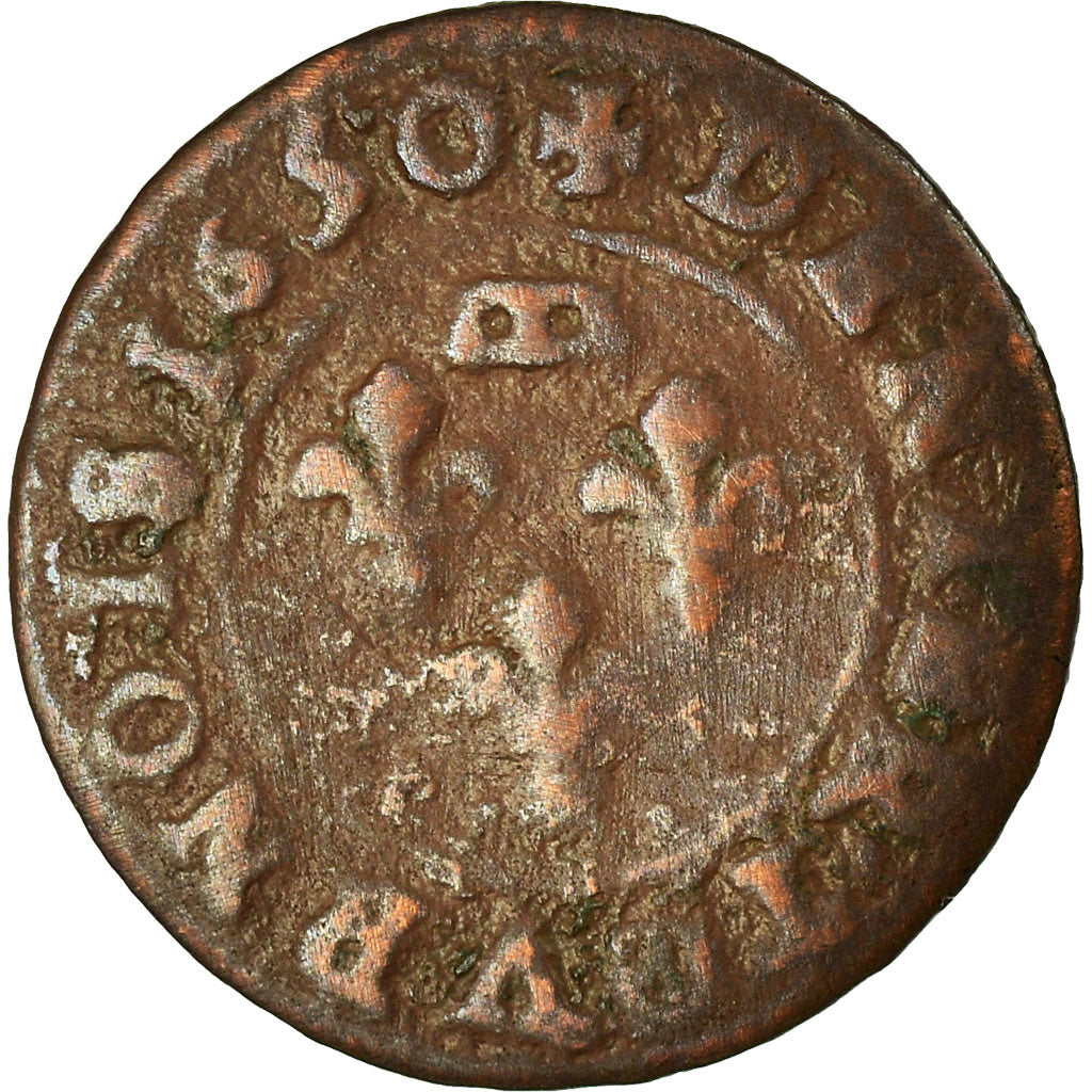 Münze, Frankreich, Gaston d'Orléans, Denier Tournois, 1650, Trévoux, S