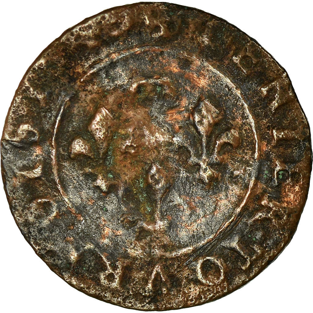 Moeda, França, Gaston d'Orléans, Denier Tournois, 1649, Trévoux, VF(20-25)