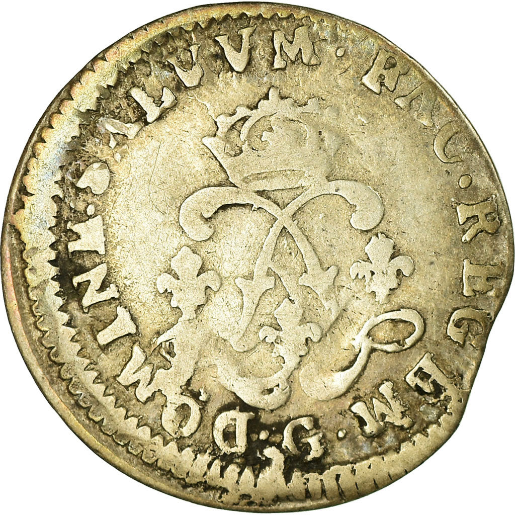 Moeda, França, Louis XIV, 4 Sols aux 2 L, 1692, Poitiers, VF(20-25), Prata