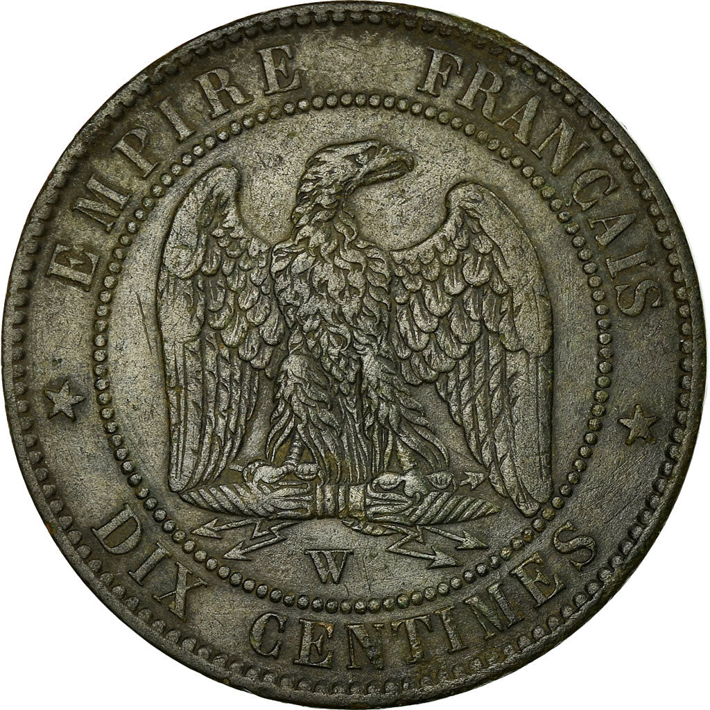 Moneta, Francia, Napoleon III, 10 Centimes, 1854, Lille, BB, Bronzo, KM:771.7