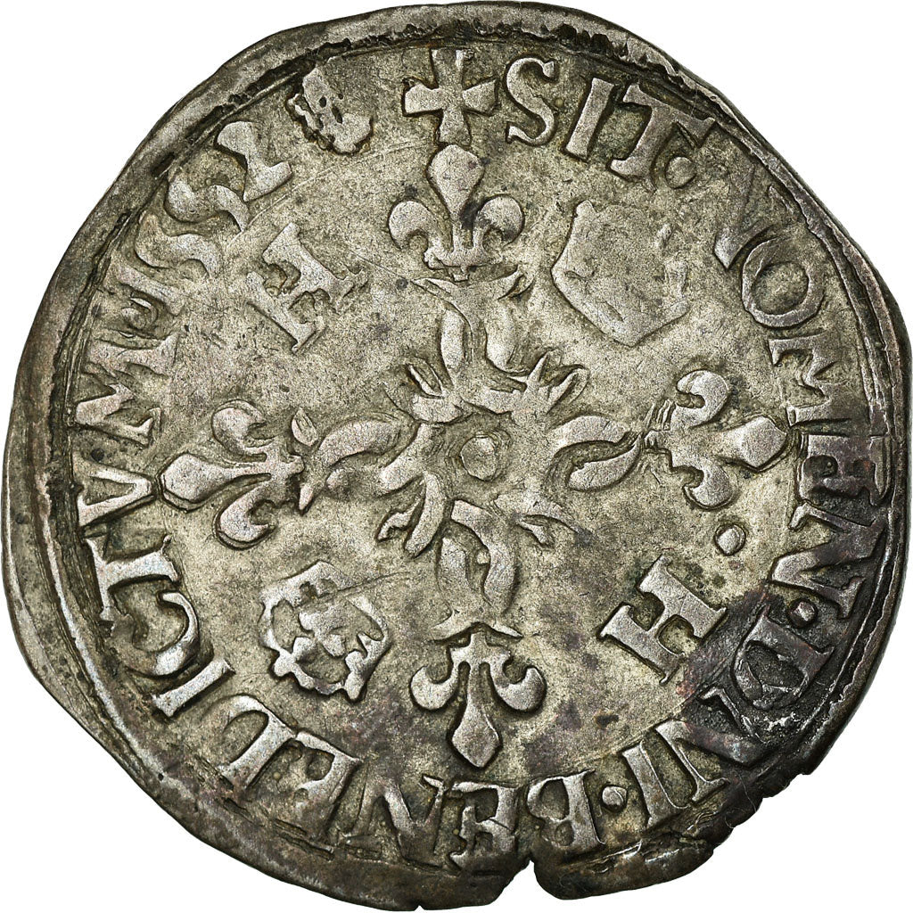 Coin, France, Henri II, Douzain aux croissants, 1552, Poitiers, VF(30-35)