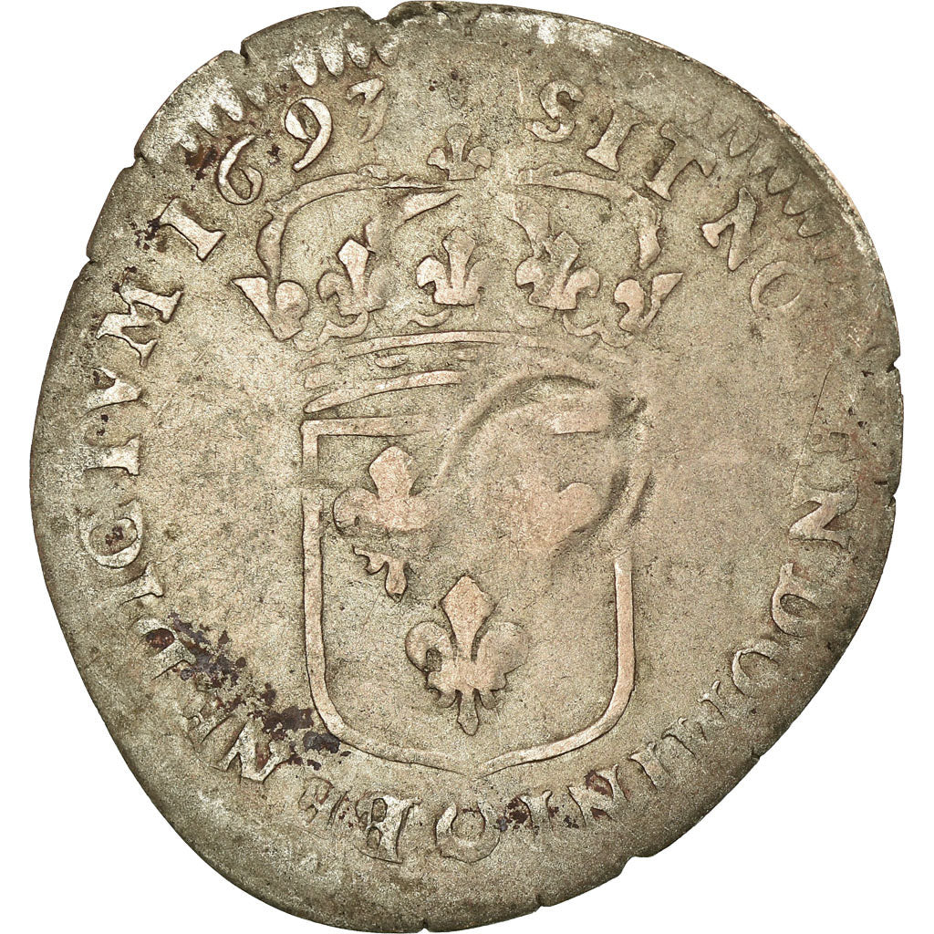 Moeda, França, Louis XIV, Quinzain aux 8 L, 1693, Paris, VF(30-35), Lingote