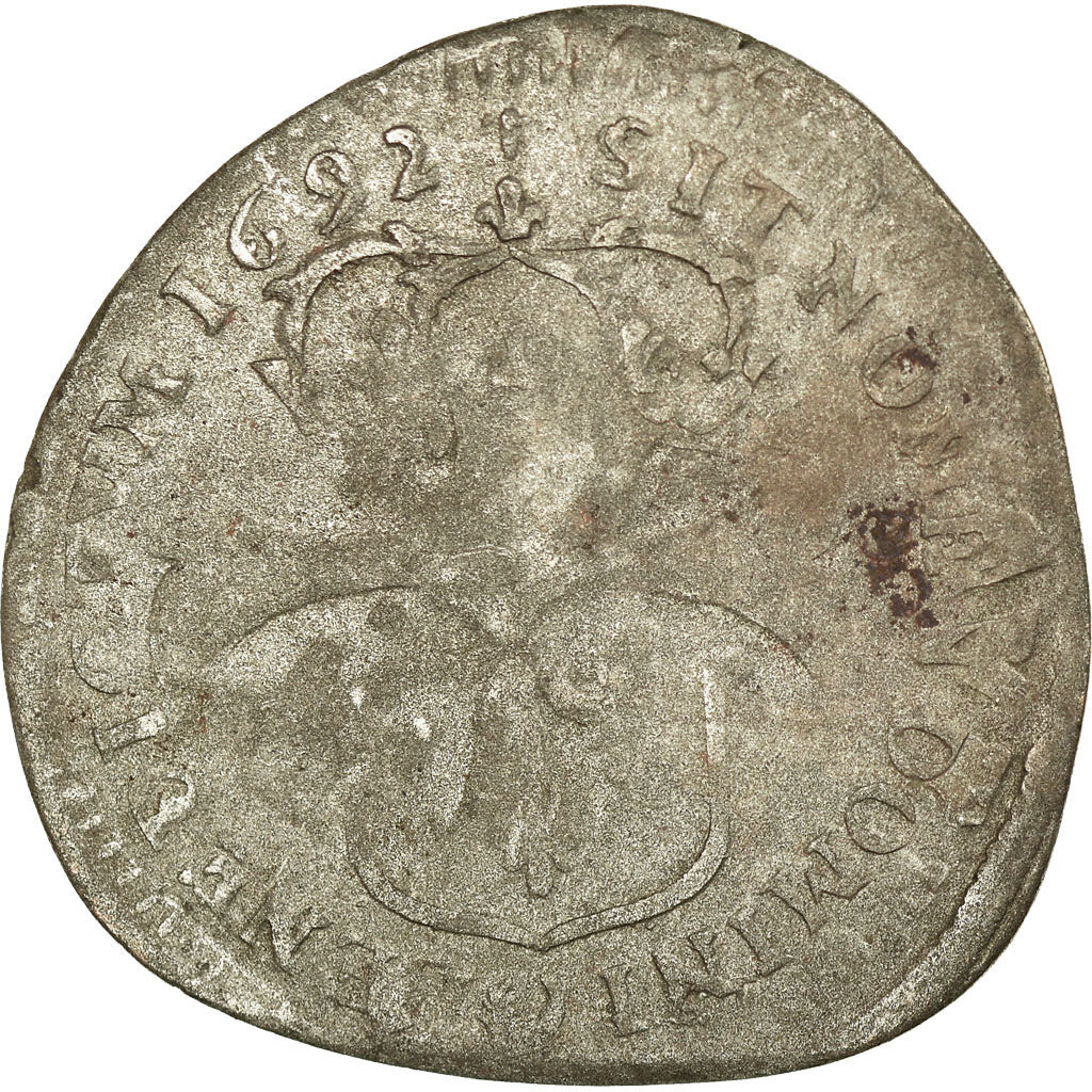 Moneta, Francja, Louis XIV, Quinzain aux 8 L, 1692, Uncertain Mint, VF(20-25)