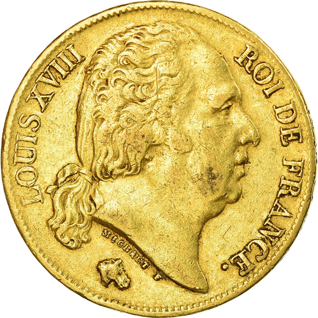 Coin, France, Louis XVIII, 20 Francs, 1818, Paris, EF(40-45), Gold, KM:712.1