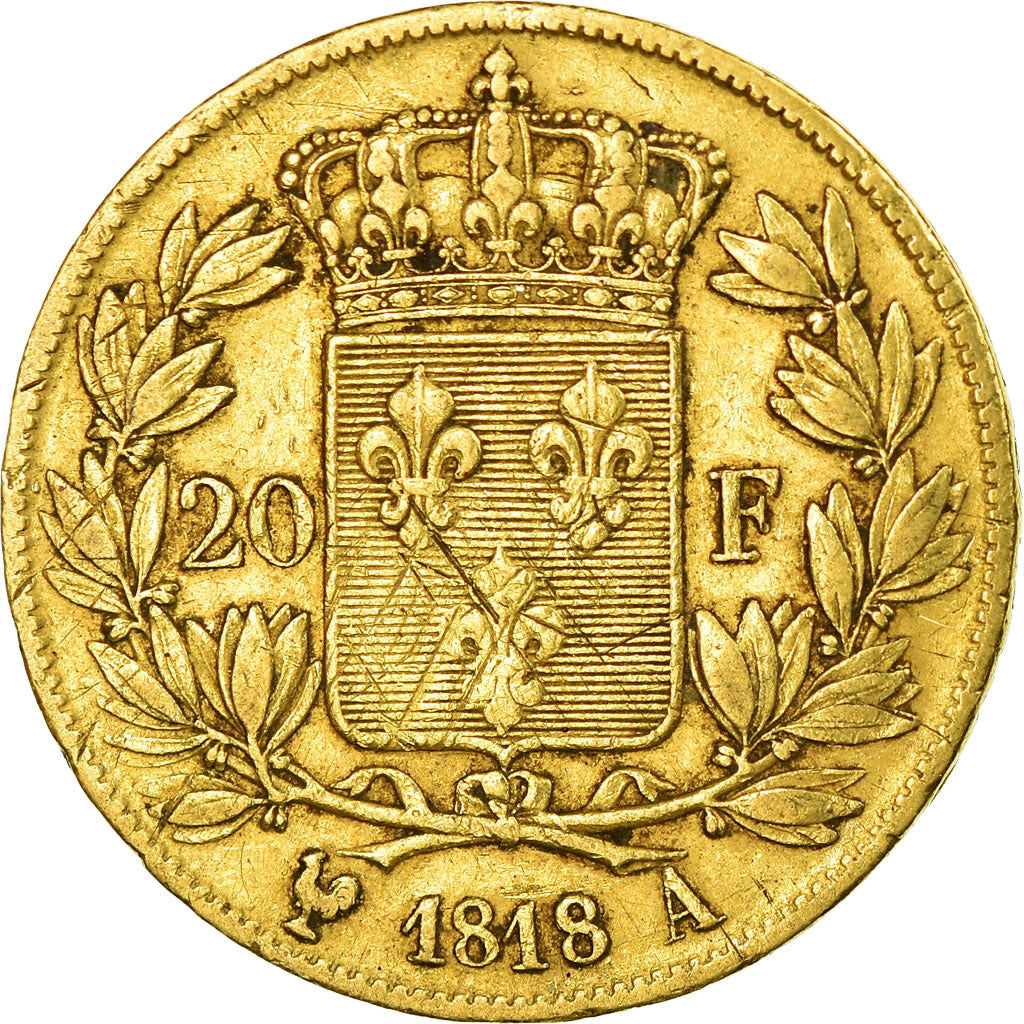 Coin, France, Louis XVIII, 20 Francs, 1818, Paris, EF(40-45), Gold, KM:712.1