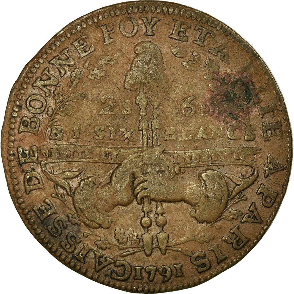 Monnaie, France, 2 Sols 6 Deniers, 6 blancs de Montagny, 1791, TB+, Cuivre