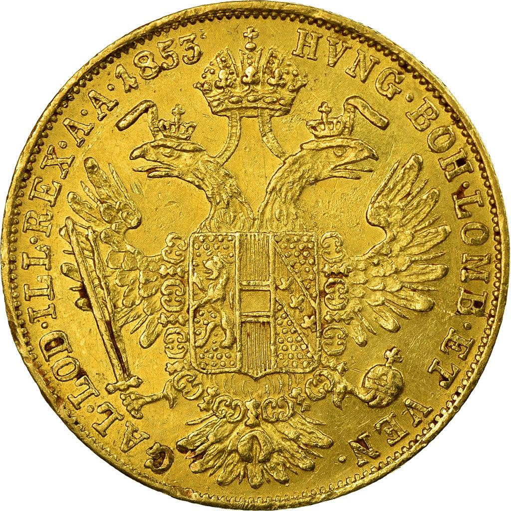 Coin, Austria, Franz Joseph I, Ducat, 1853, Vienna, AU(50-53), Gold, KM:2263