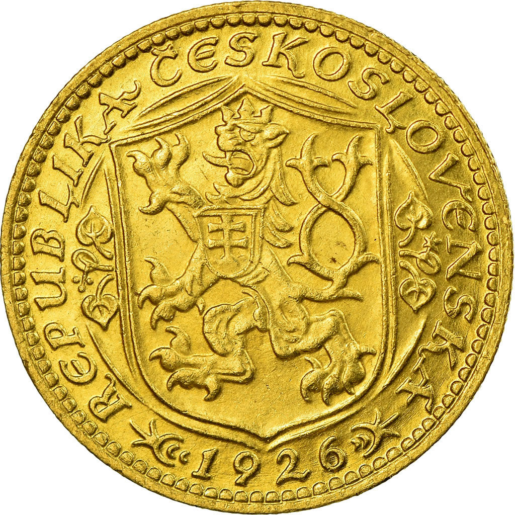 Coin, Czechoslovakia, Dukat, 1926, Kremnitz, MS(60-62), Gold, KM:8