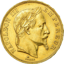 Moneta, Francja, Napoleon III, 50 Francs, 1864, Paris, AU(50-53), Złoto