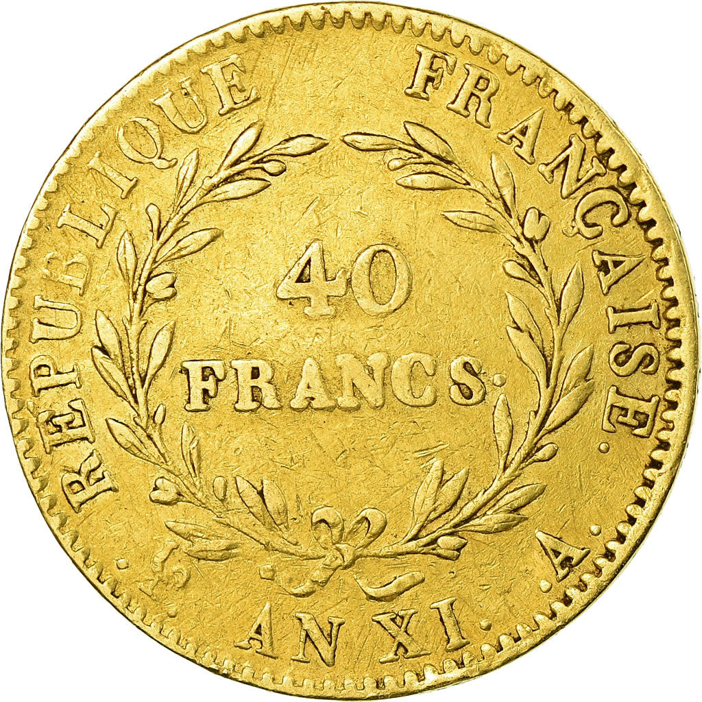 Munten, Frankrijk, Napoléon I, 40 Francs, An XI, Paris, FR+, Goud, KM:652