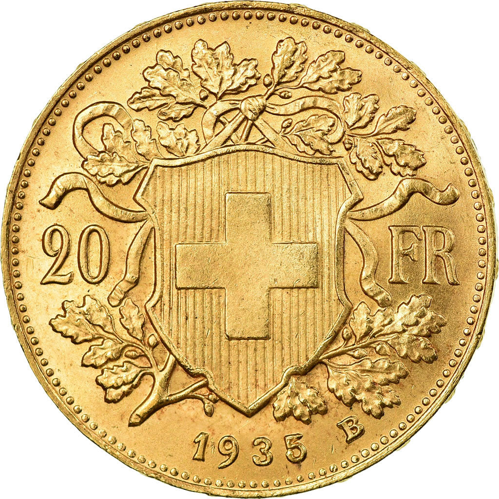 Moneda, Suiza, 20 Francs, 1935, Rare, SC+, Oro, KM:35.1