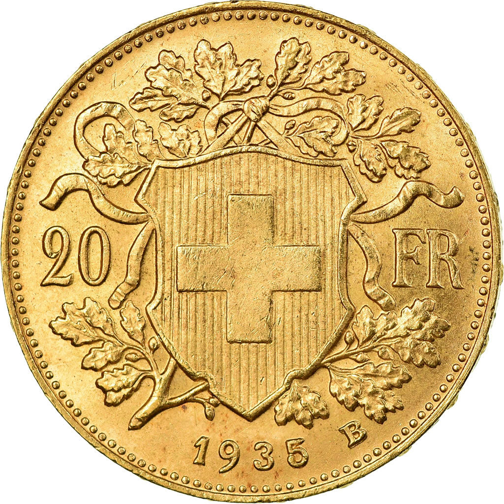 Moneda, Suiza, 20 Francs, 1935, Rare, SC+, Oro, KM:35.1