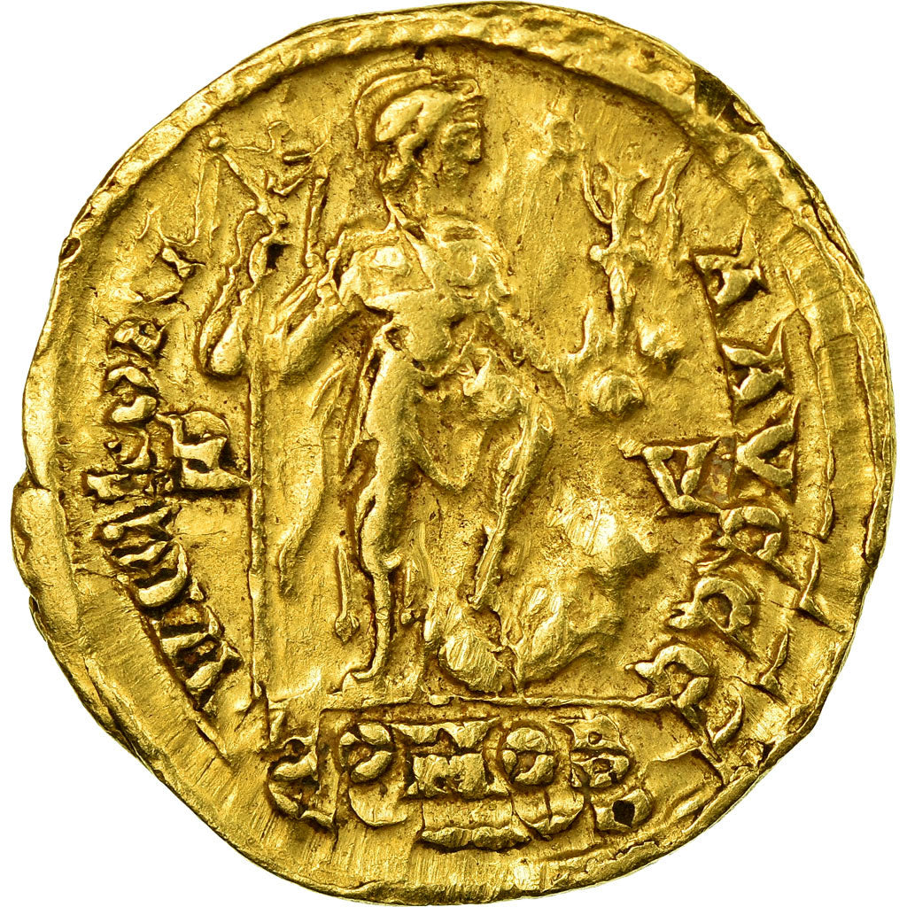 Coin, Honorius, Solidus, 402-408, Ravenna, Double-strike, EF(40-45), Gold