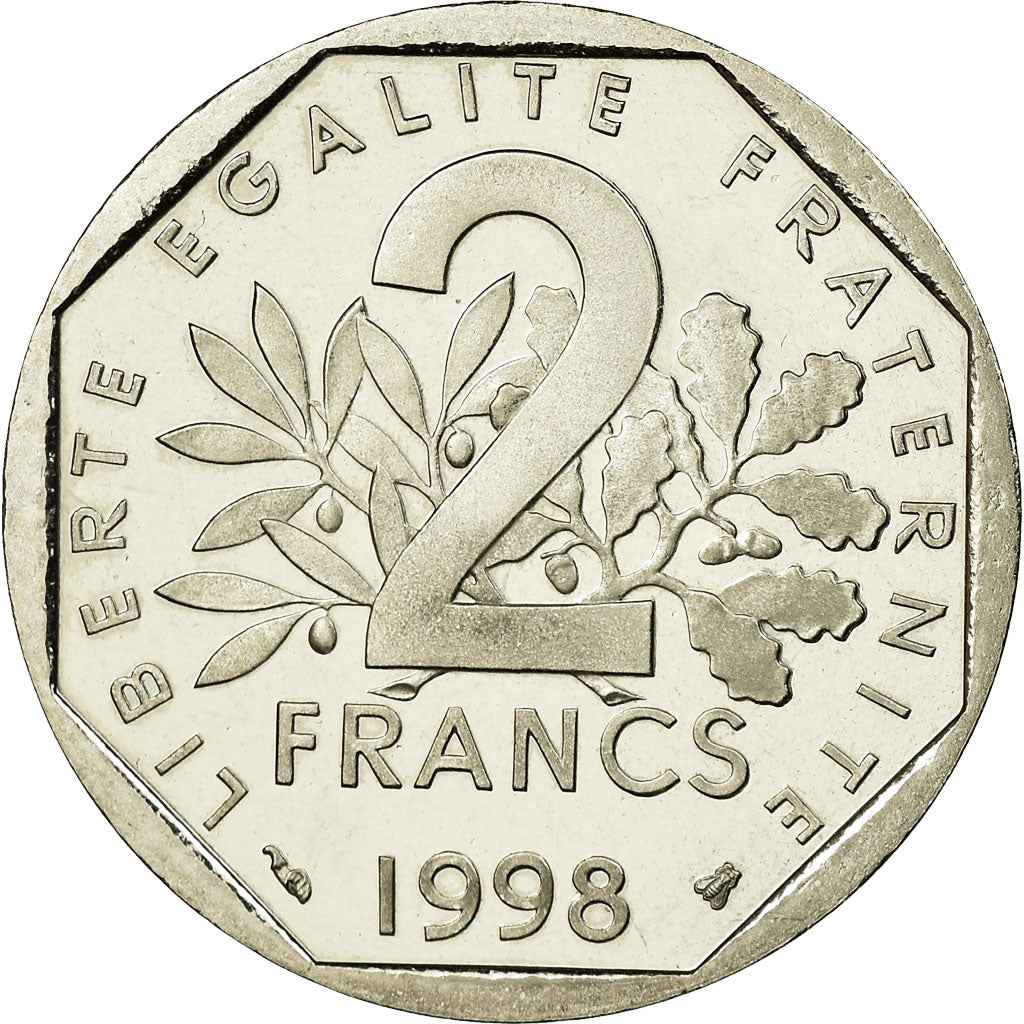 Francia, Semeuse, 2 Francs, 1998, Paris, FDC, Nichel, KM:942.2, Gadoury:547b