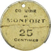 Moneda, Francia, Commune de Mauvezin, Monfort, 25 Centimes, BC+, Metal hooped