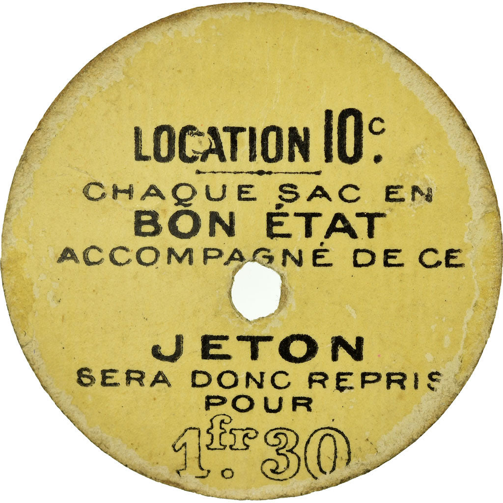 Münze, Frankreich, Bernot, Bon pour 1 sac vide, Paris, 1 Fr 40, SS, Cardboard