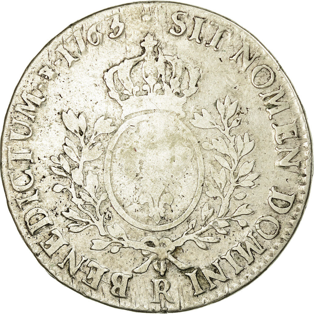 Moeda, França, Louis XV, Écu au bandeau, 1763, Orléans, VF(20-25), Prata