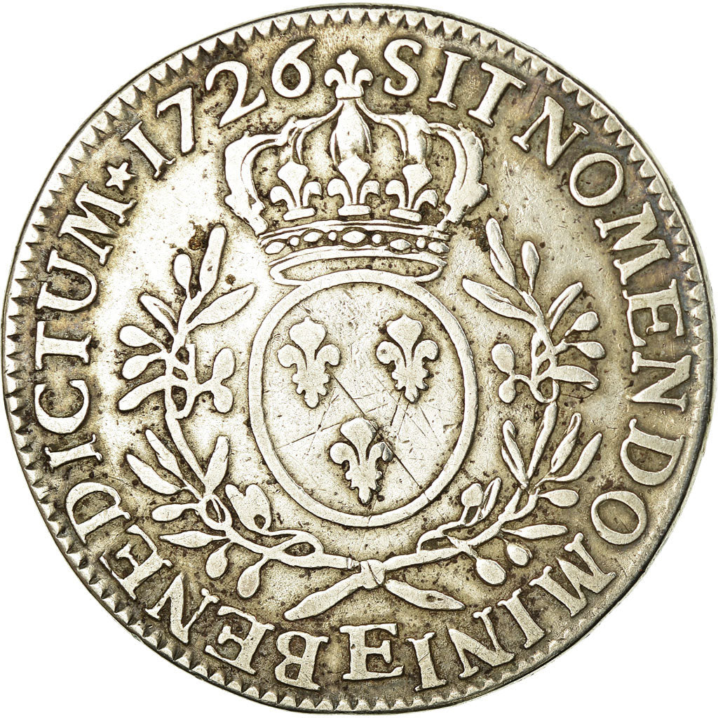 Moeda, França, Louis XV, Ecu aux branches d'olivier, 1726, Tours, VF(20-25)
