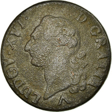 Monnaie, France, Louis XVI, Sol à l'Ecu, 1779, Lille, TB, Bronze, Gadoury:350