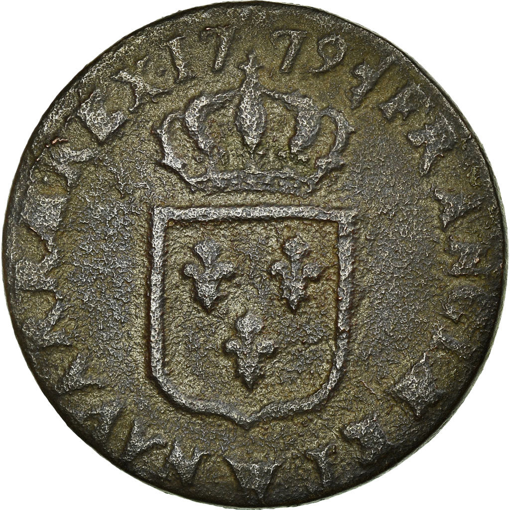 Monnaie, France, Louis XVI, Sol à l'Ecu, 1779, Lille, TB, Bronze, Gadoury:350