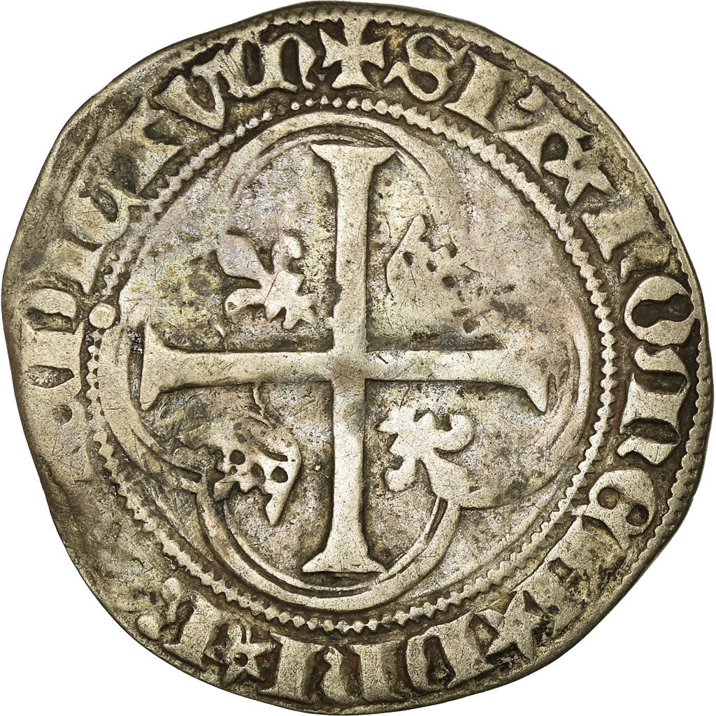 Moneta, Francia, Charles VII, Blanc à la couronne, Tournai, MB, Biglione