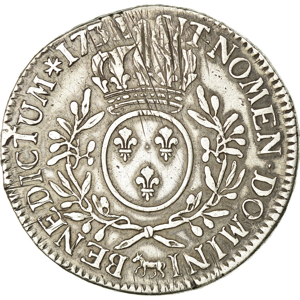 Coin, France, Louis XV, Écu de Béarn aux branches d'olivier, 1732, Pau