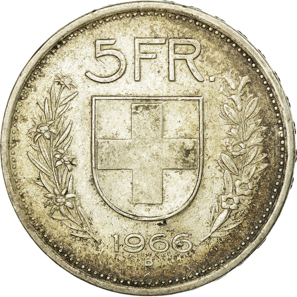 Coin, Switzerland, 5 Francs, 1966, Bern, AU(50-53), Silver, KM:40