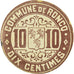 Moneta, Francja, Commune de Roncq, Roncq, 10 Centimes, Undated, AU(55-58)