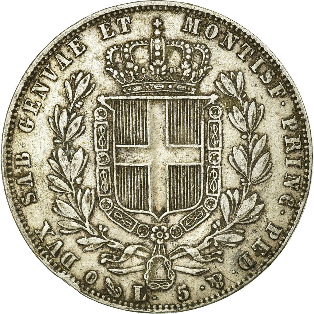 Moneta, DEPARTAMENTY WŁOSKIE, SARDINIA, Carlo Alberto, 5 Lire, 1847, Genoa