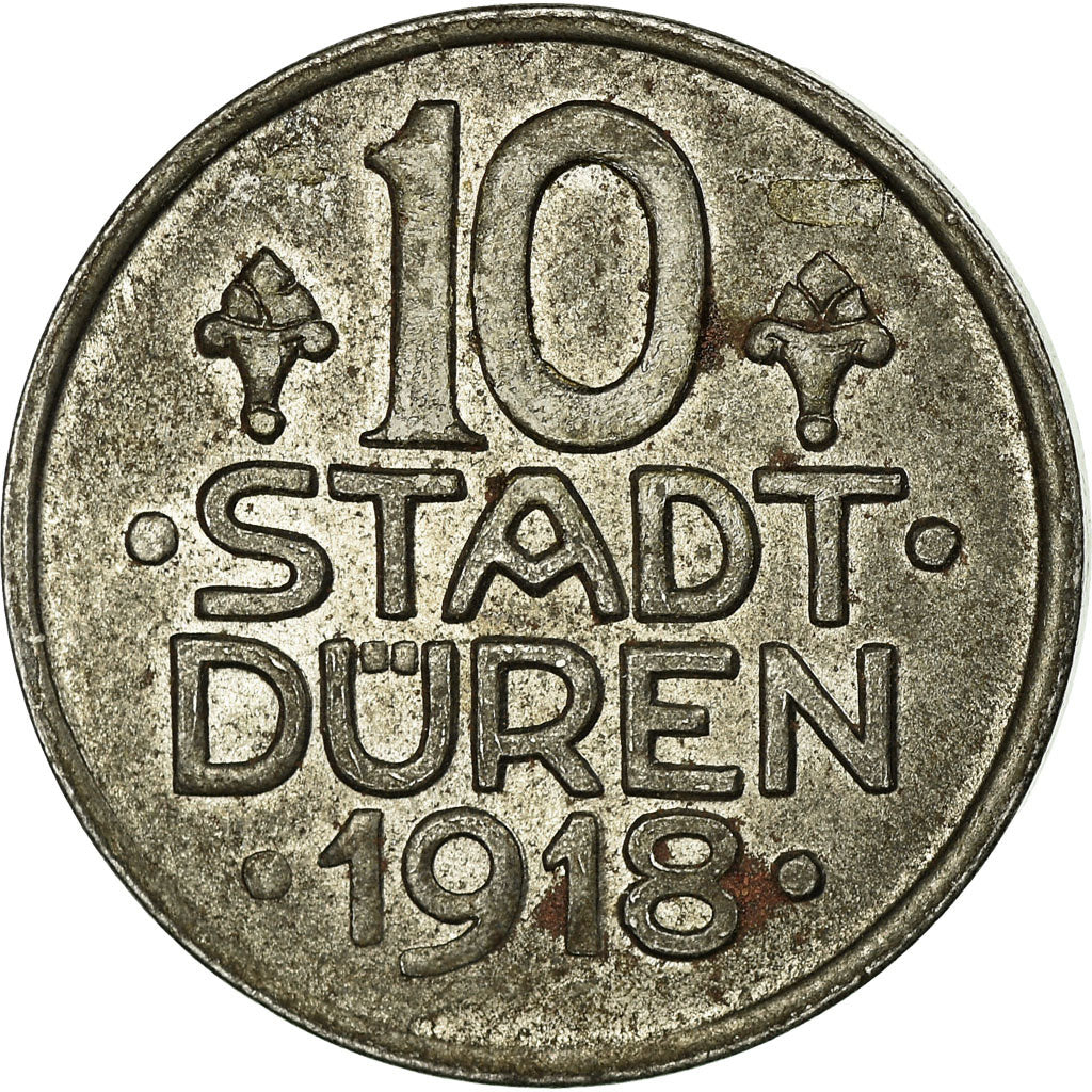 Coin, Germany, Düren, 10 Pfennig, 1918, AU(55-58), Iron