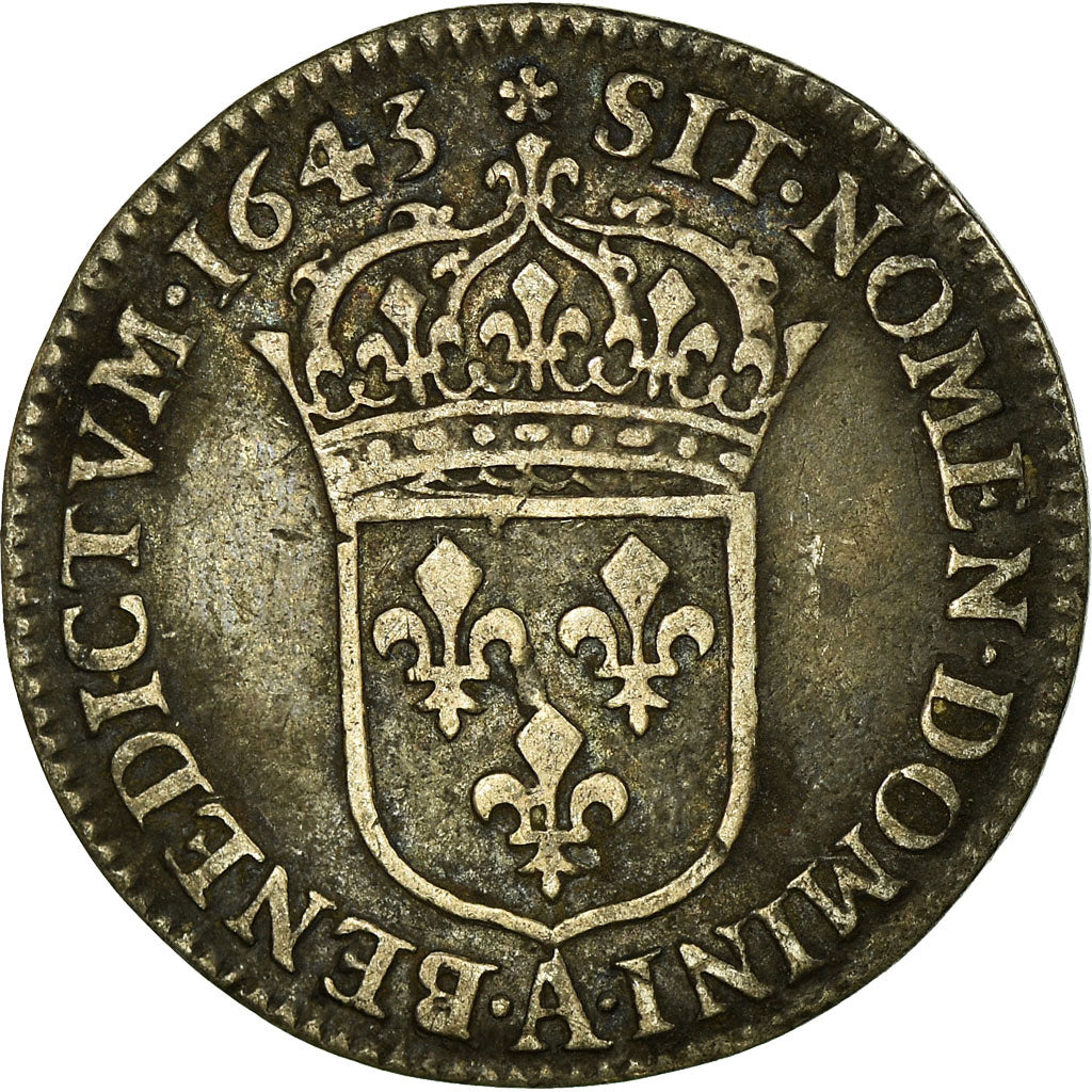 Monnaie, France, Louis XIII, 1/12 Ecu, 1643, Paris, 2ème poinçon de Warin