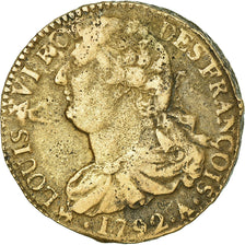 Moneda, Francia, Louis XVI, 2 Sols, 1792, Paris, BC+, Bronce, Gadoury:25
